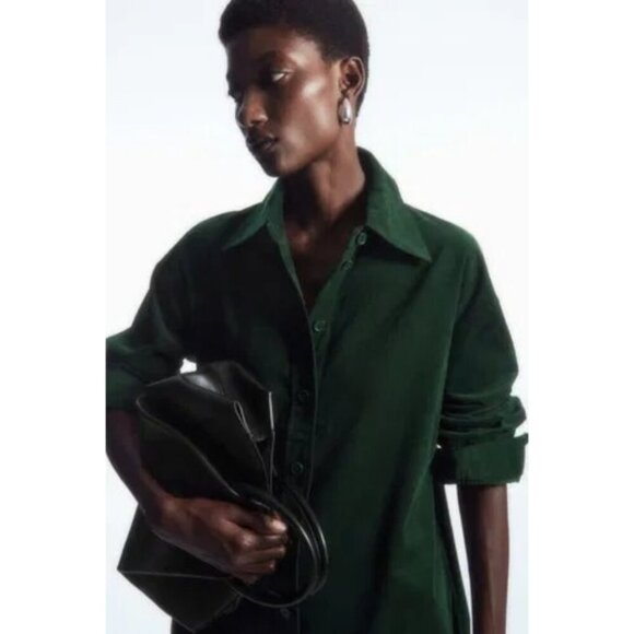 💕COS💕 Corduroy Midi Shirt Dress ~ Green US 6 - Picture 2 of 15
